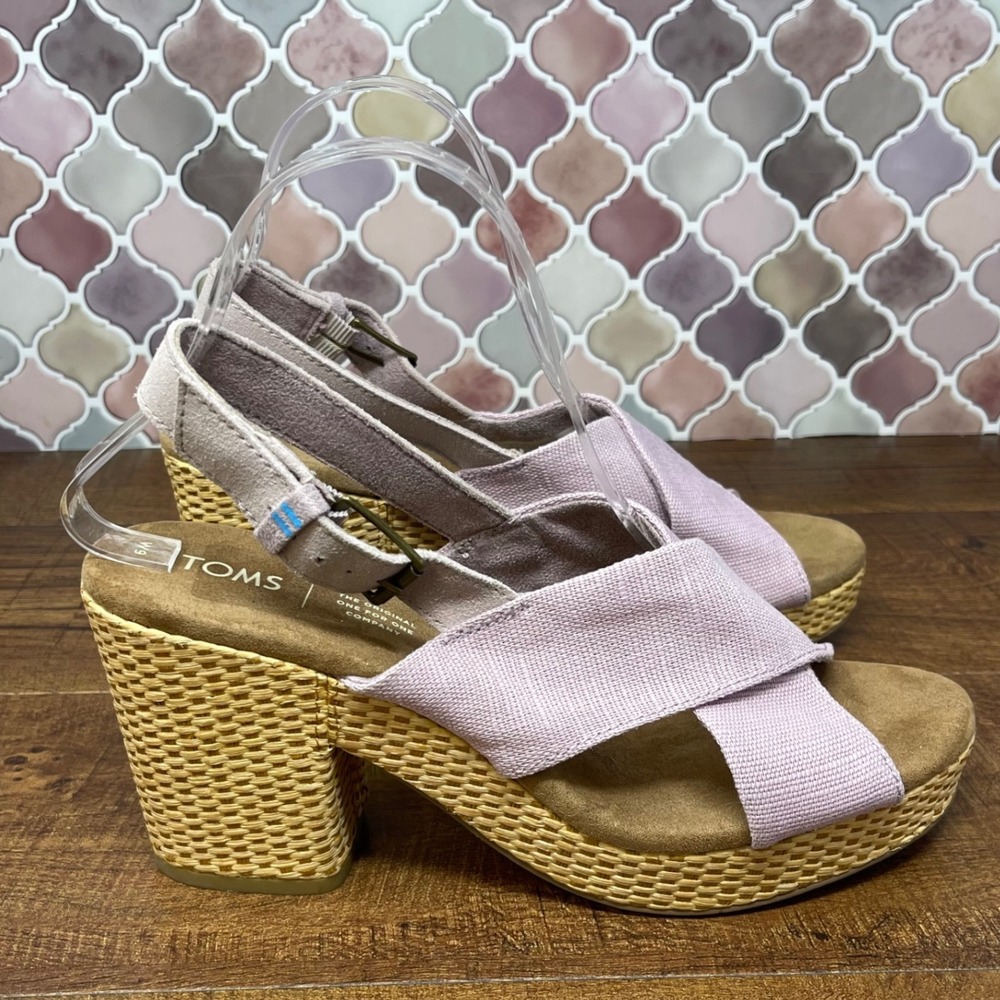 Toms - Ibiza Platform Heel Burnished Lilac‎ Heritage Canvas - Size 9 - Picture 9 of 17
